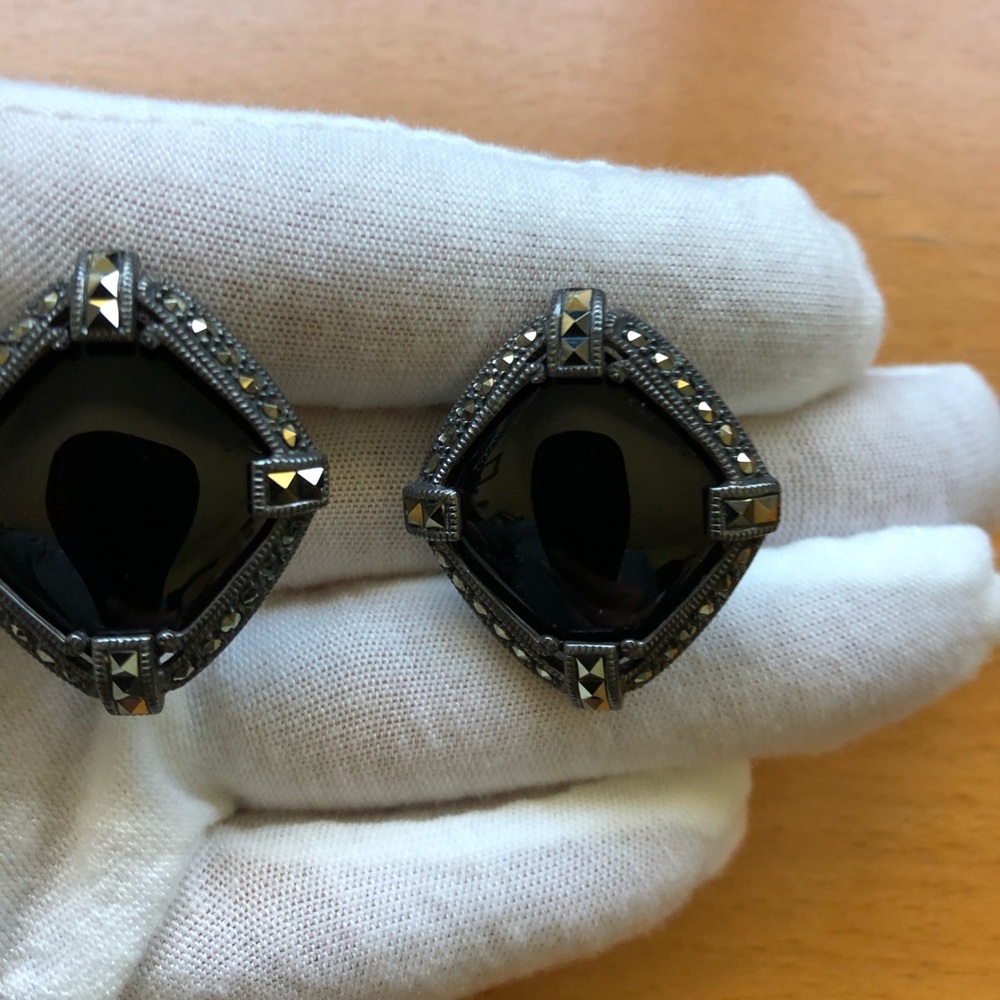 Judith Jack earrings onyx & marcasite